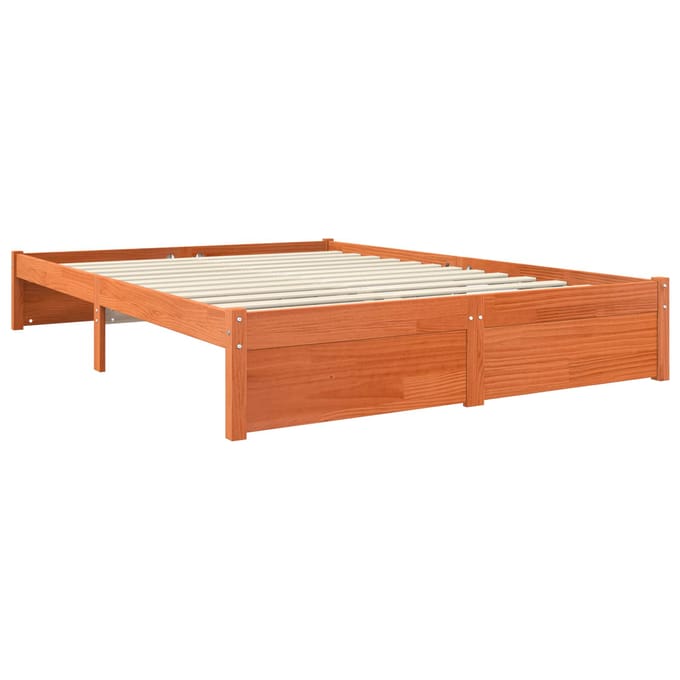 vidaXL - Bedframe - Wasbruin - 150 - x - 200 - cm - Massief - vurenhout