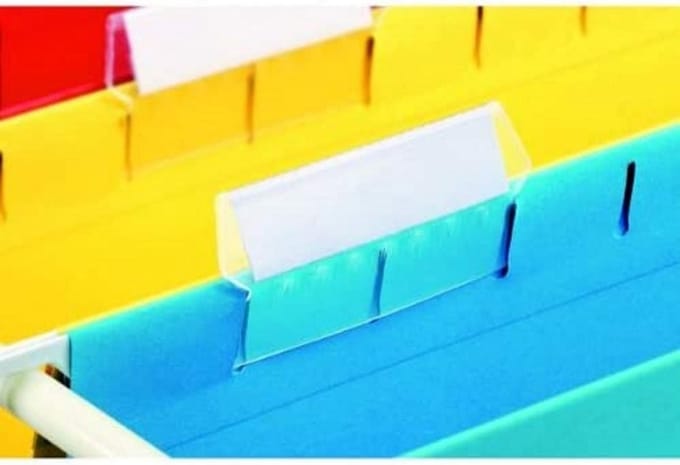 Labelhouders met Labels - Archief Labels - Documenten Organiseren - Herbruikbaar Plastic - 50 mm - Transparant