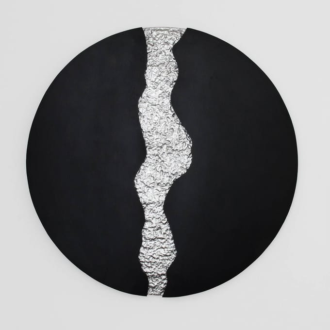 Holländer LED wandlamp LAVA, zwart/zilver, Ø 80 cm, metaal, dimbaar