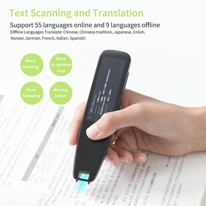 DOSMONO Woordenboek Vertaling Pen Scanner Tekst Scannen Lezen Vertaler Apparaat Meertalig zwart