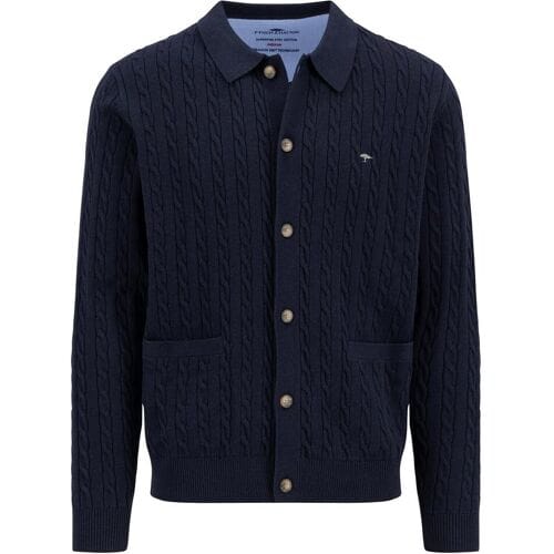 Fynch-Hatton Vest Buttoned Cardigan Superfine Cotton Cable Knit Navy / male