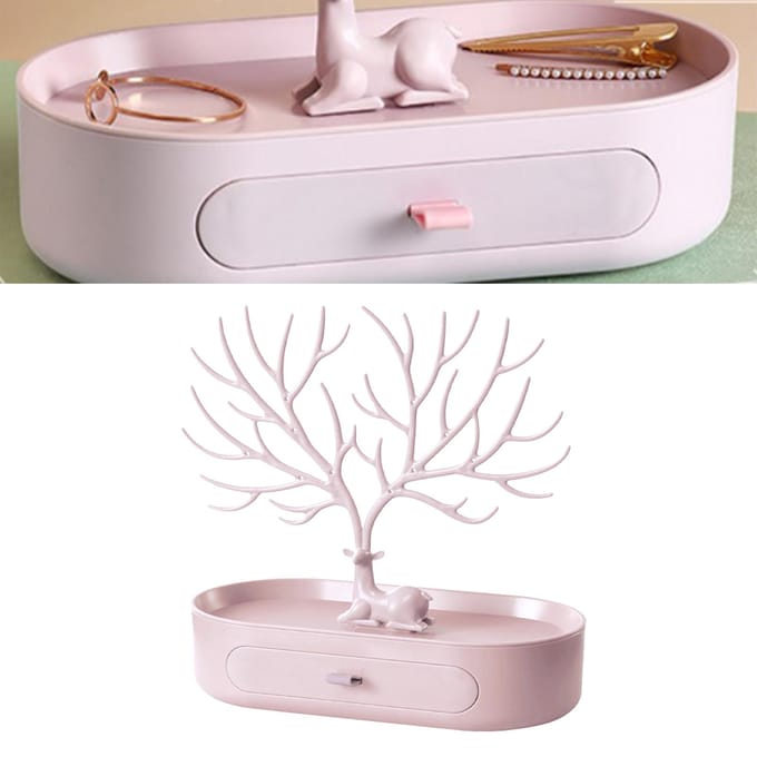 Sieradenboom Standaard Grote Capaciteit Decoratieve Boom Toren Sieraden Organizer met Basis Lade voor white