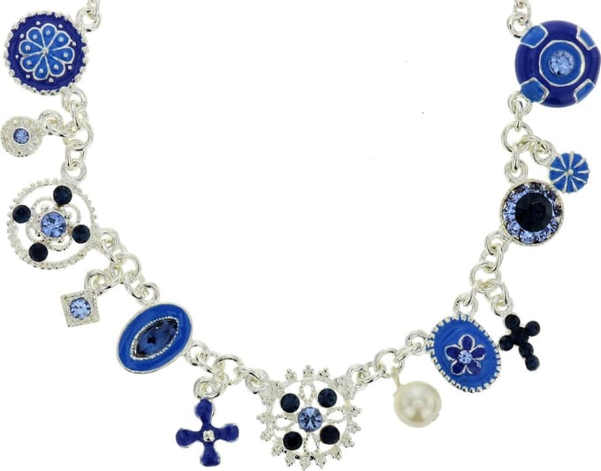 Behave - Ketting Dames Speelse Stijl - Blauw Dessin - Zomerstatement