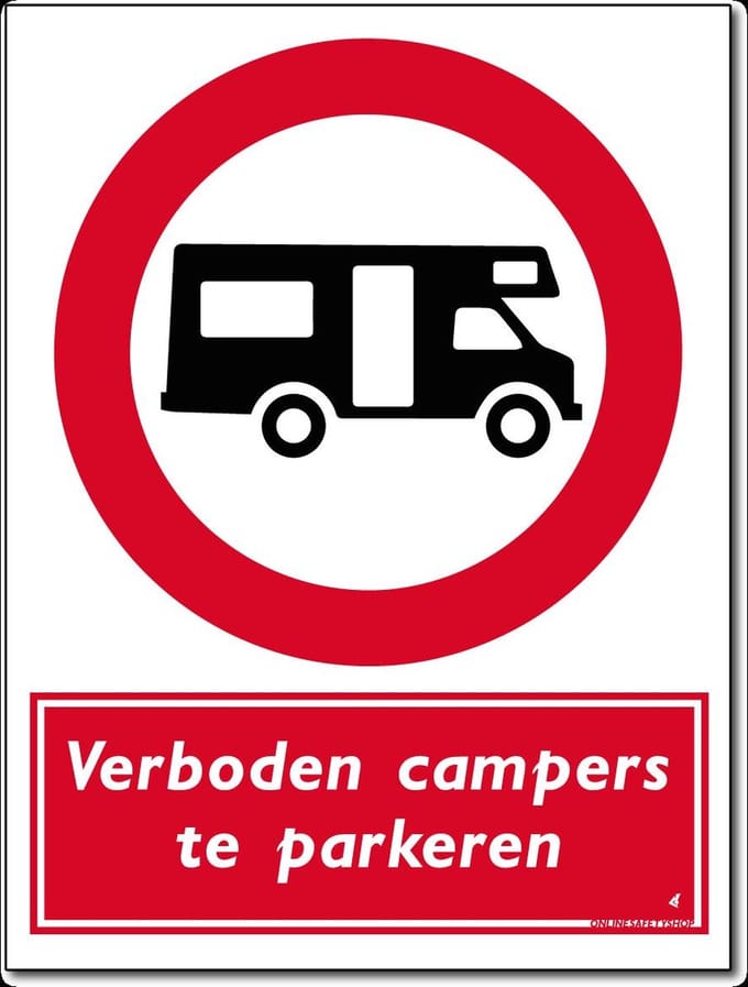Verboden te parkeren voor campers bord - Forex - 30 x 40 cm - Weerbestendig