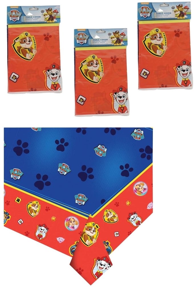 Nickelodeon - Paw Patrol - Tafelkleed - Plastic - Rood Blauw - 120x180Cm - 3 Stuks.