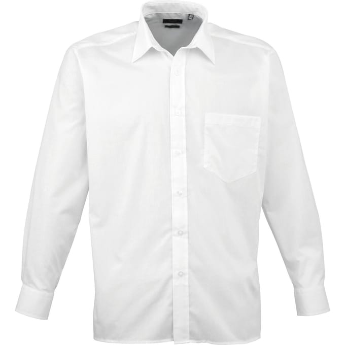 Premier Heren Premier Poplin Formeel Overhemd Met Lange Mouwen (Wit)