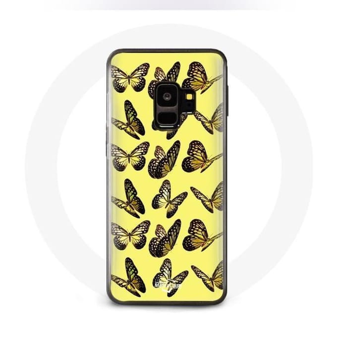 Coque - MANIACASE - Samsung Galaxy S9 plus - Papillons - Jaune - Souple jaune