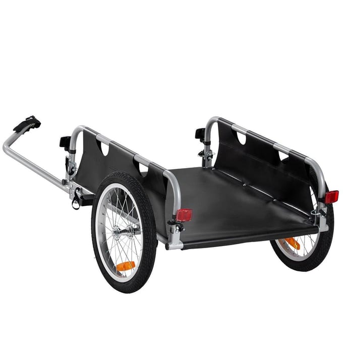 Fiets Cargo Trailer, Laadvermogen 100 lbs, Robuuste Fiets Aanhanger Kar, Opvouwbaar Compacte Opslag & Snelle Ontkoppeling met Universele Koppeling, 16  Wielen,