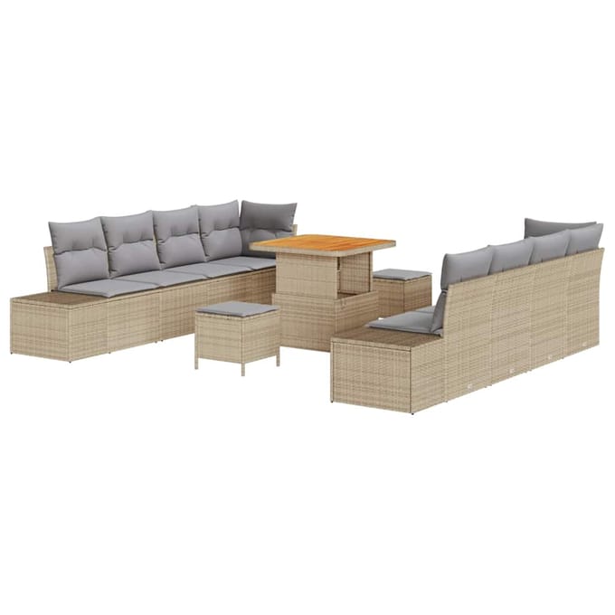 vidaXL - Tuinbank - Set - 11 - st - Beige - poly - rattan