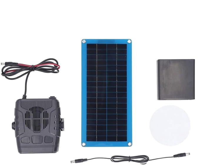 Zonnepaneel Verwarming Set - Energie Kit - Buiten Verwarmen - Robuuste Constructie - 43.5 x 20 cm - Zwart