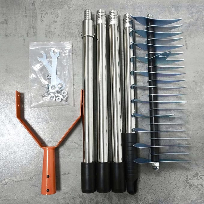Verticuteerhark RVS - Gazon hark - Gazononderhoud - Verstelbare steel - 170 cm - Zilver
