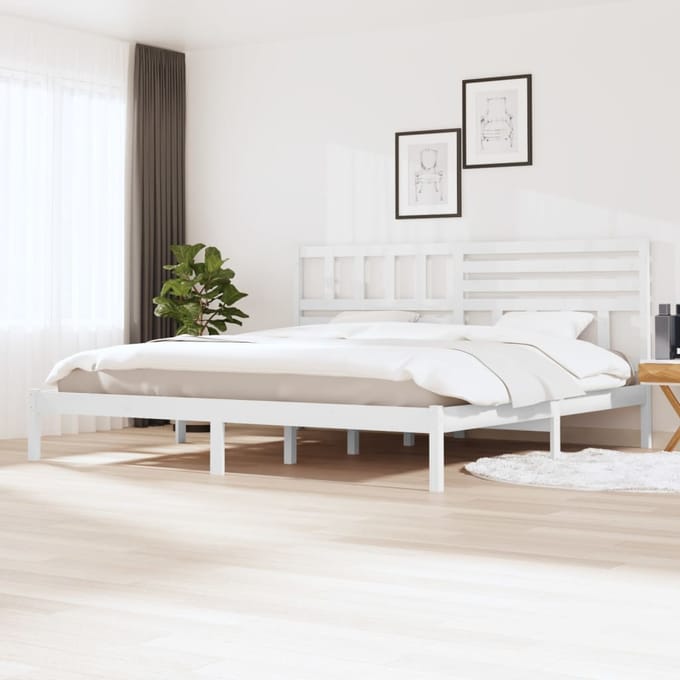vidaXL - Bedframe - massief - grenenhout - wit - 200x200 - cm