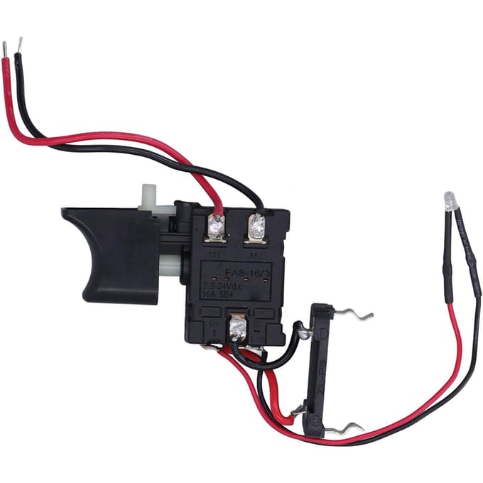 Boor Schakelaar Snelheidsregeling Schakelaar CW CCW Omkeerbaar met Licht 7.2‑24V DC 16A voor Vervanging
