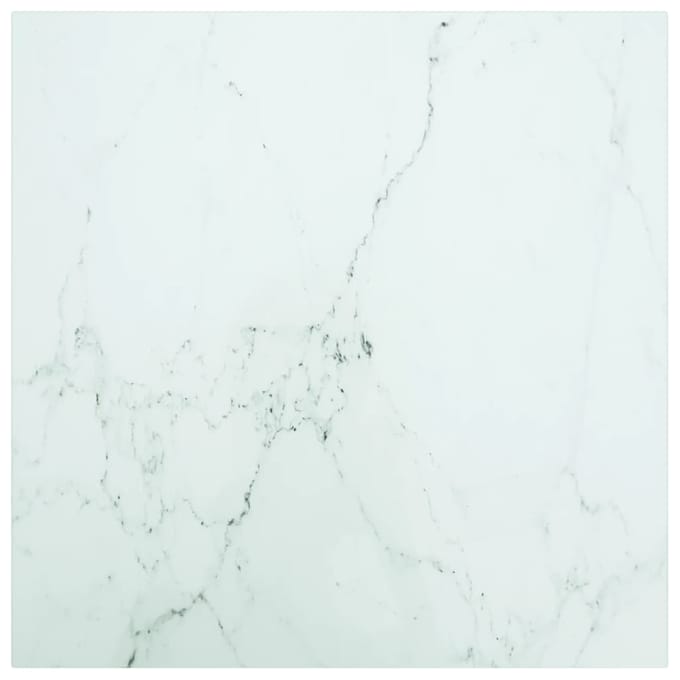 vidaXL - Tafelblad - 50x50 - cm - 6 - mm - gehard - glas - met - marmeren - design - wit