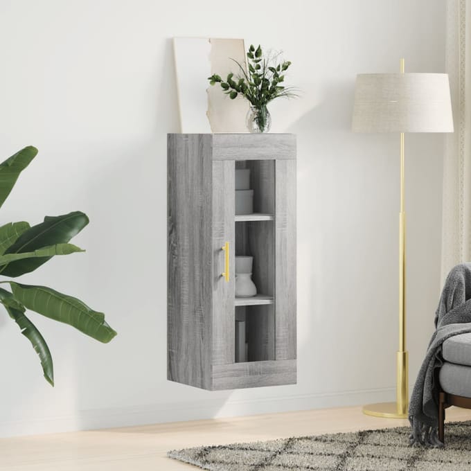 vidaXL - Bovenkast - 34,5x34x90 - cm - grijs - sonoma - eikenkleurig