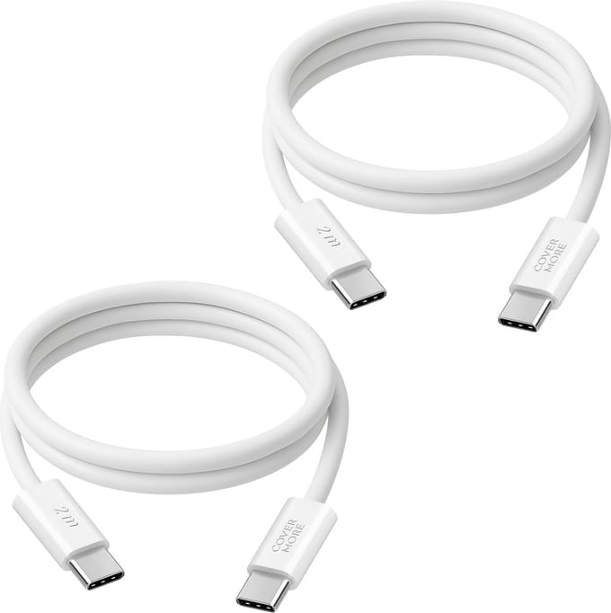 Usb C naar usb C kabel - 2 meter - 60w fast en quick charge - Snellader - Voor snel oplader telefoon tablet laptop - Lang - Wit