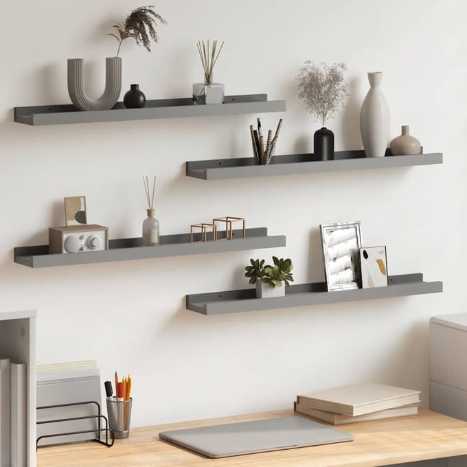 vidaXL - Wandschappen - 4 - st - 60x9x3 - cm - grijs