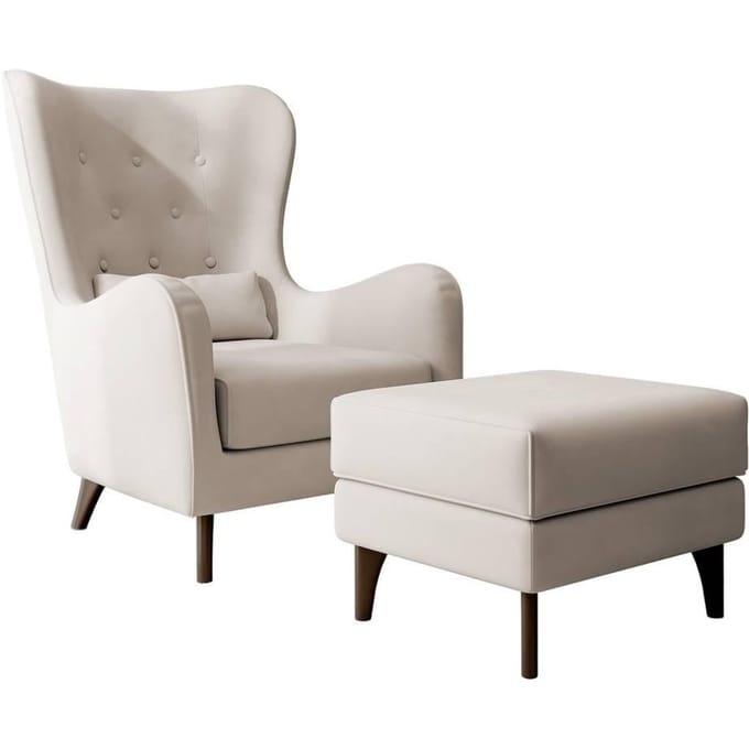 Fauteuil met hocker Casara velvet | NADUVI Collection