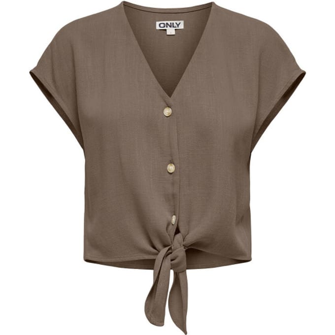 regular fit blousetop van mix van viscose en linnen model 'SIESTA'