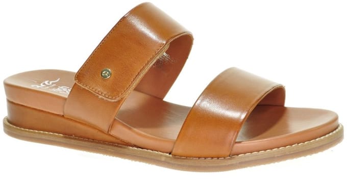 Cognac Lederen Slipper Met Verhoogde Hiel Ara Velcro maat 36