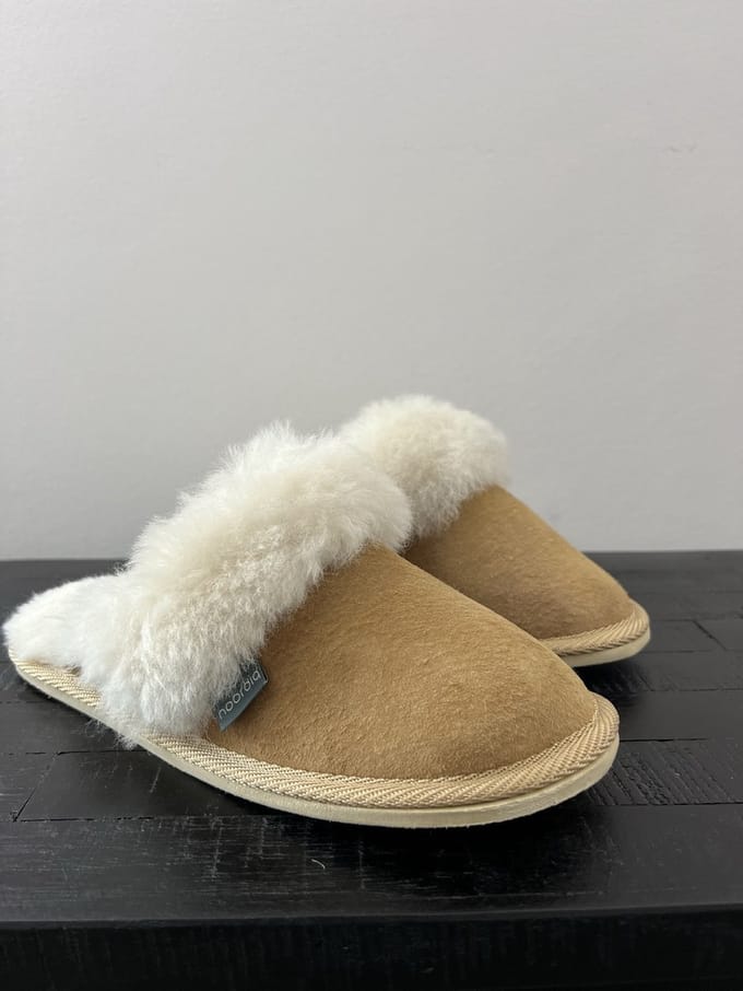 Noordiq - Pantoffel Schapenvacht Leer - Dames - Cognac - Maat 37