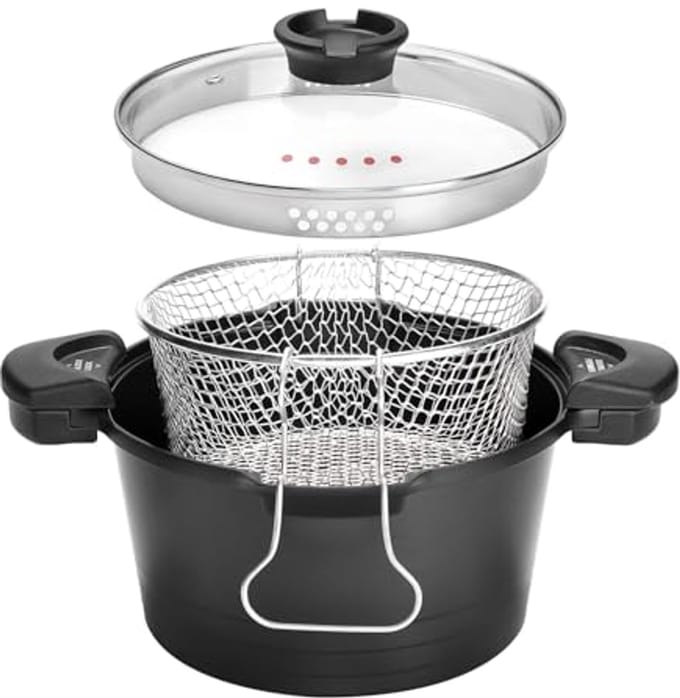 Multifunctionele Kookpan 24 cm - Antiaanbaklaag, Inductie, Frituurmand