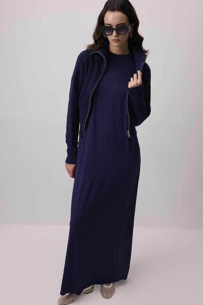 Touché Privé - Viscose basisjurk - Marine - Dames