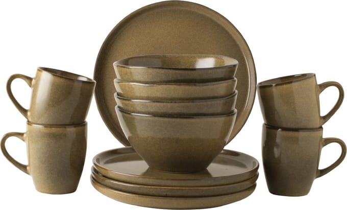 Dutch Rose Serenity Serviesset 4 persoons - Stoneware Handgemaakt - Camel