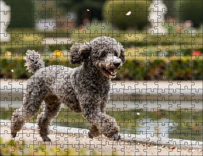 Puzzel Poedel in een Botanische tuin | 252 stukjes | Dierenpuzzel | Hondenpuzzel