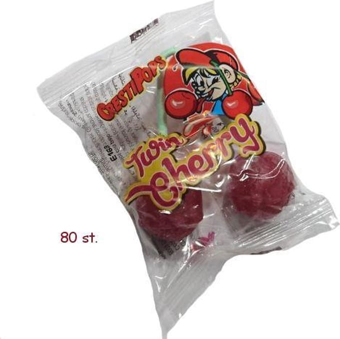 dubbel-kersen lollies verpakking 80 stuks