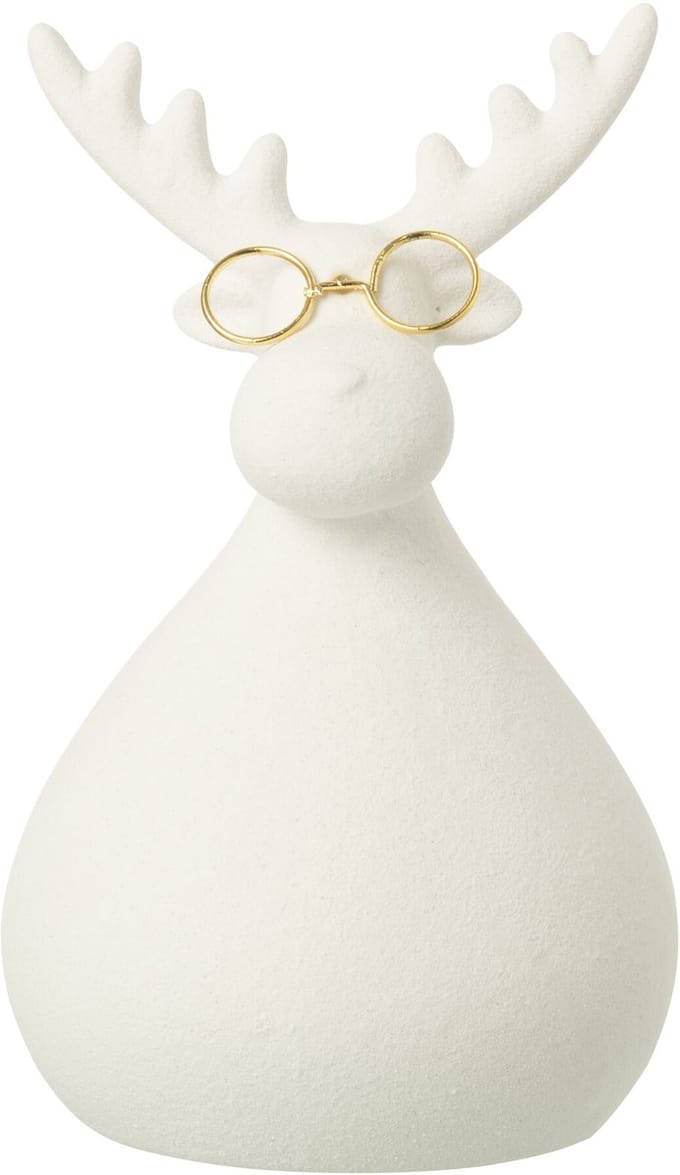 J-Line figuur Rendier - porselein - wit/goud - medium