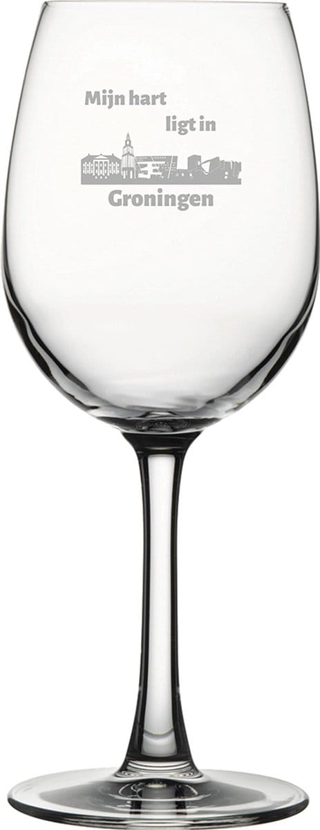 Gegraveerde witte wijnglas 36cl Groningen