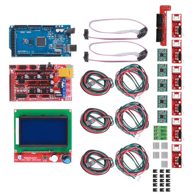 Kit Imprimante 3D RAMPS 1.4 Contrôleur 12864 + Pièces Carte à Puce A4988 Convient pour Reprap blue