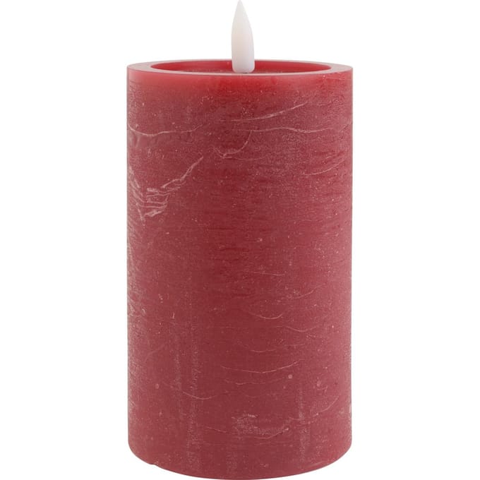 LED echte waskaars "12,5 x 7,5 cm", met timer - Bordeaux