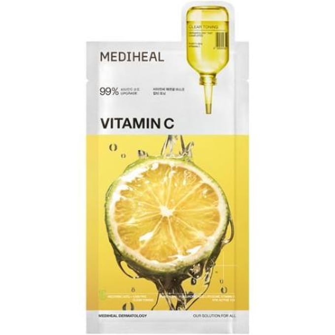 [MEDIHEAL] Vitamine Brightening Essentieel Masker 24 ml x 20 stuks Intensieve Vitamine C Straling & Tone-Up Bulk Set yellow