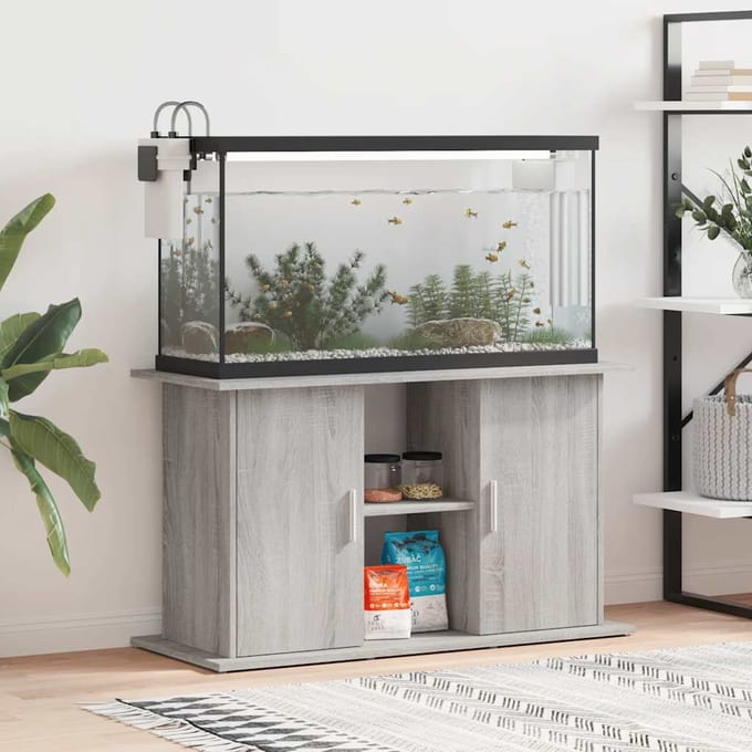 vidaXL - Aquariumstandaard - 101x41x58 - cm - bewerkt - hout - grijs - sonoma - eiken