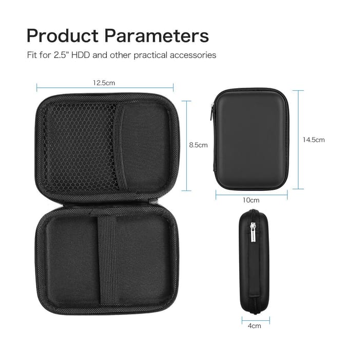 EVA Antichoc 2,5 pouces Étui de Transport pour Disque Dur Pochette Sac 2,5 noir