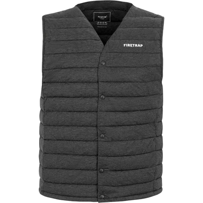 Firetrap Gewatteerd heren gilet met logo (Donkergrijs mergel)