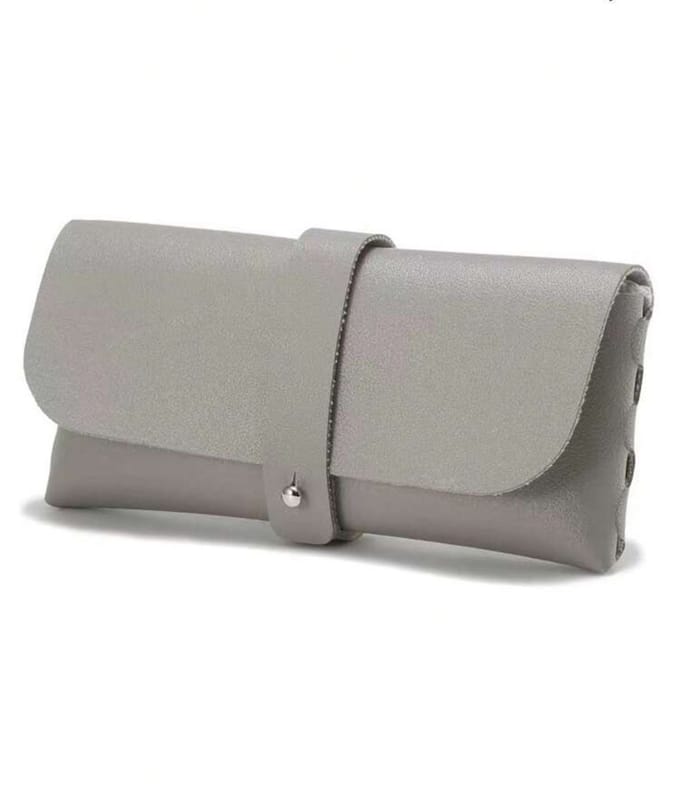 Bril etui - Grijs - stylish and simple buckle leather glasses case