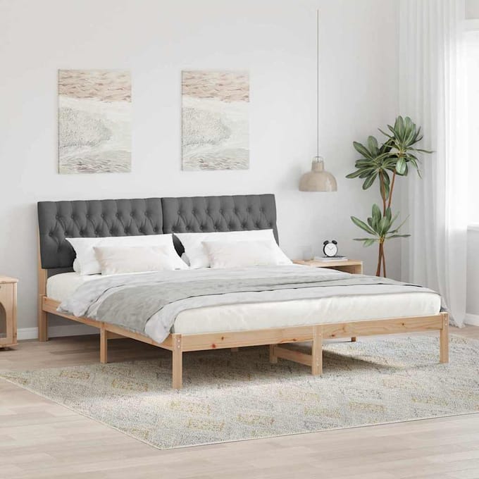 vidaXL - Bedframe - met - Gevoerde - Hoofdbord - Bruin - 180 - x - 200 - cm