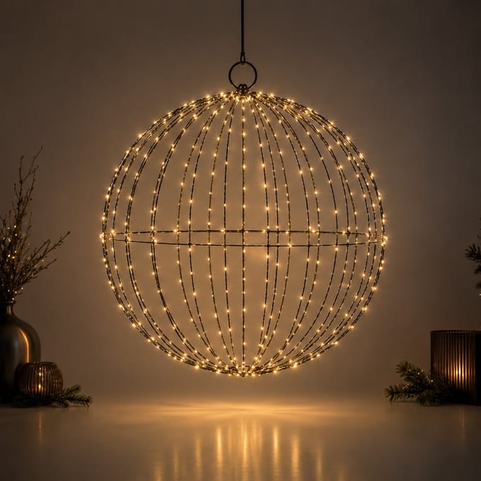 Benza – Verlichte Ledbal Ø 50 cm – 272 Warmwitte LED’s – Timer – Binnen en Buiten – 5 m Snoer
