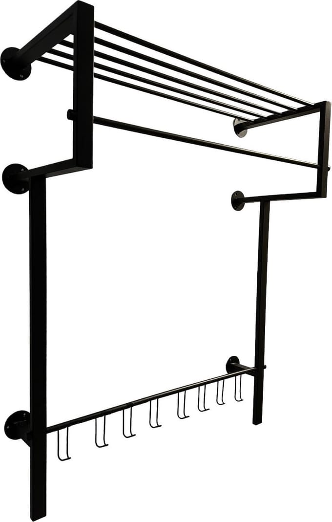 Kapstok Joy Royal XXL Mat Zwart 8 Haken 95 x 75cm