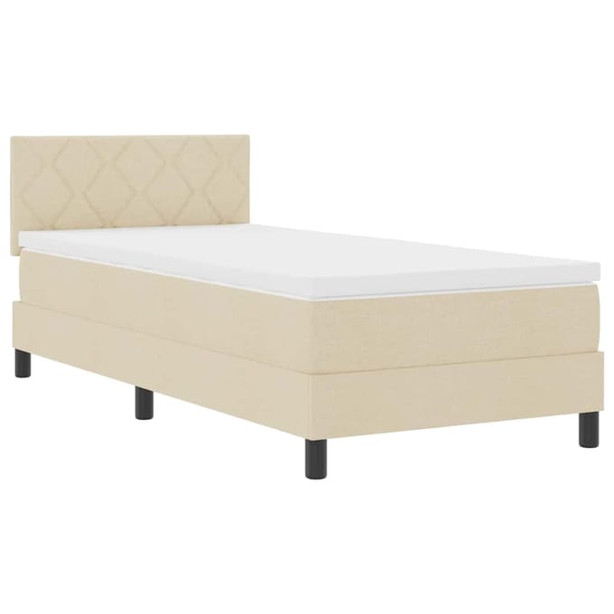 vidaXL - Boxspring - bed - met - kussen - met - hoofdeinde - Crème - 100 - x - 200 - cm - Stof