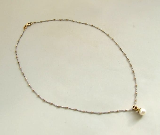 Bicolor collier met parel hanger
