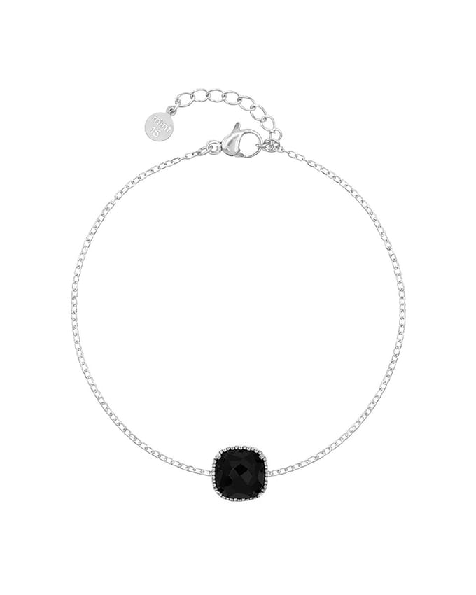 Mint15 Armband Zwarte Onyx - Zilverkleur RVS/Stainless Steel