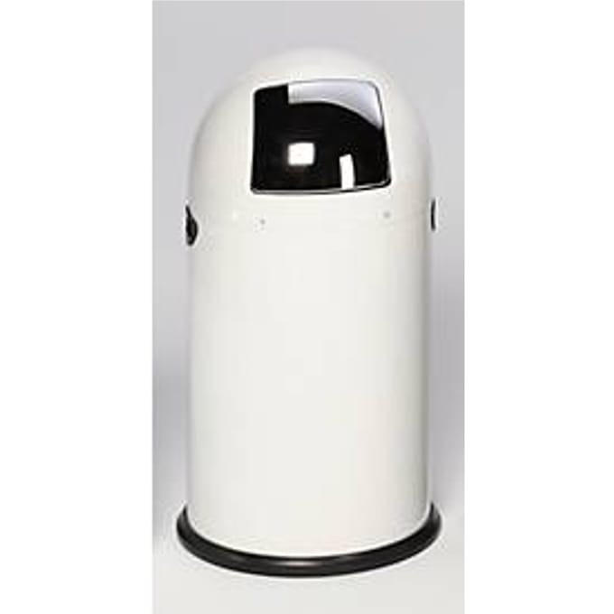 VAR afvalbak, 33 liter, stalen binnenemmer, metalen handvat, wit