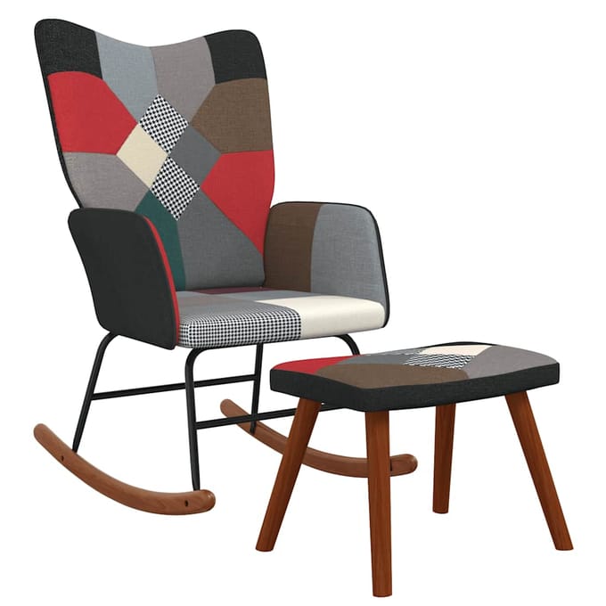 Vidaxl Schommelstoel Met Voetenbank, Patchwork, Bekleed Met Stof