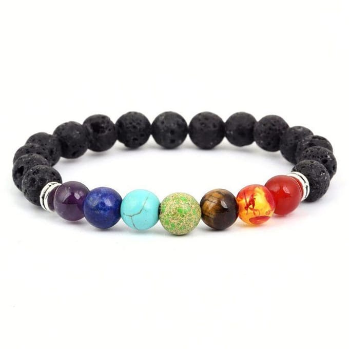 Armband 7 Chakra's - Multicolor - Lavastenen - Gemengd - 1 Armband - J0409 schoon