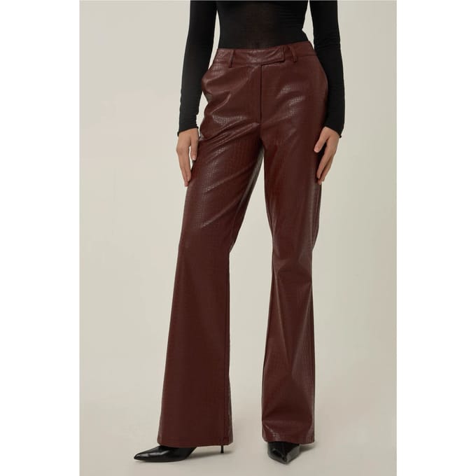 Hoge Taille Imitatie Leren Flared Broek