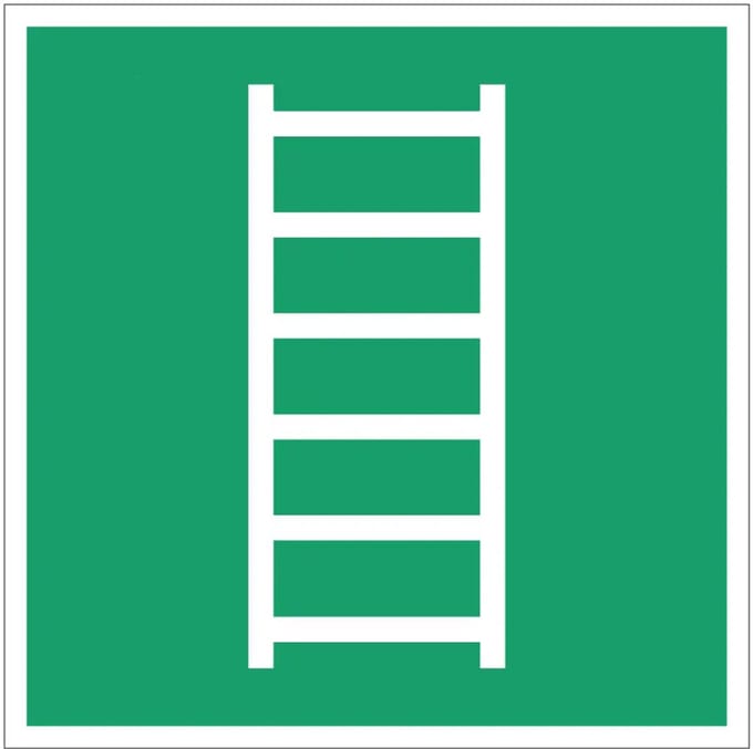 Vluchtladder bord – E059 | gecoat dibond materiaal | 20 x 20 cm